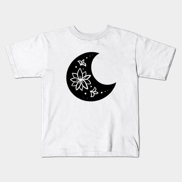 Boho Moon T-Shirt Kids T-Shirt by OgogoPrintStudio